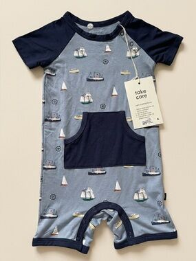 NWT Kyte Baby 18-24 Months Shortall in Vintage Boats